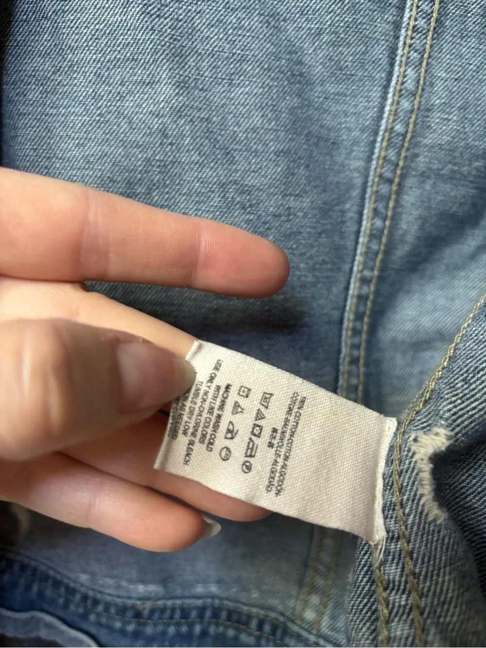 Free People denim jacket with knit hoodie in blue and gray - Picture 4 of 11